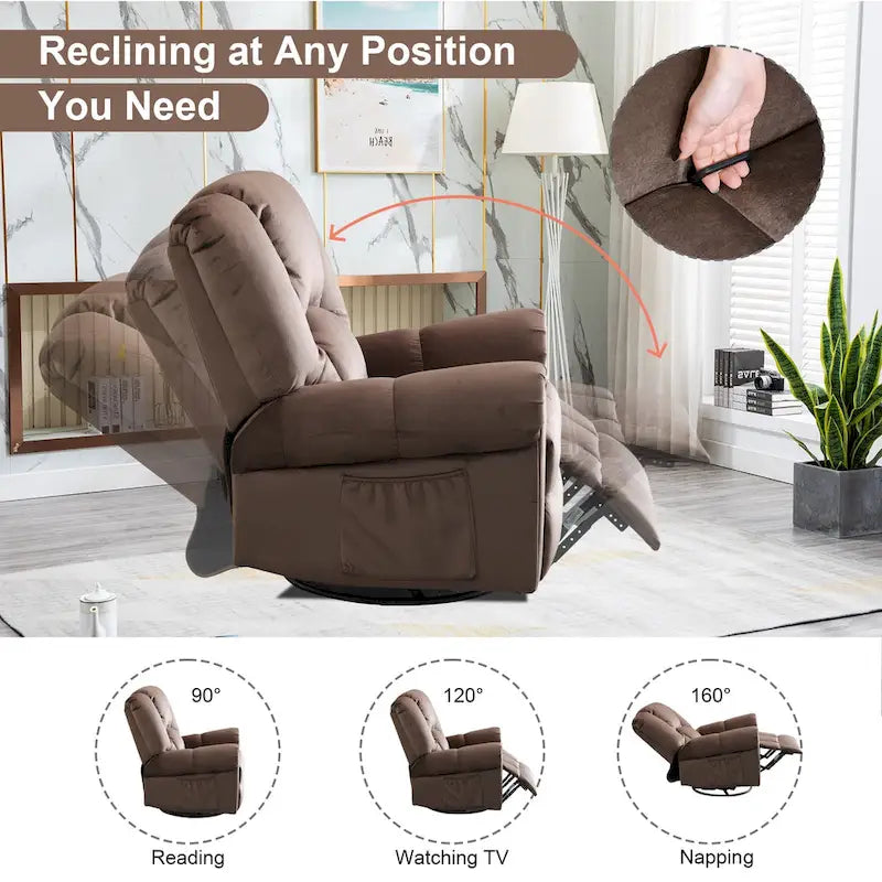 Swivel Rocker Recliners Rocking Swivel Recliner Chair With Massage And Heat With Side Pockets