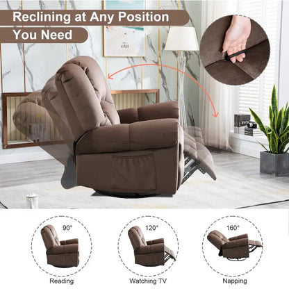 Swivel Rocker Recliners Rocking Swivel Recliner Chair With Massage And Heat With Side Pockets