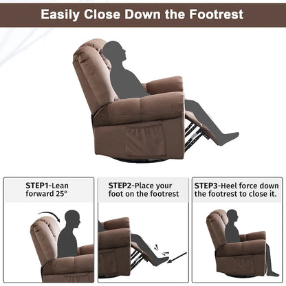 Swivel Rocker Recliners Rocking Swivel Recliner Chair With Massage And Heat With Side Pockets
