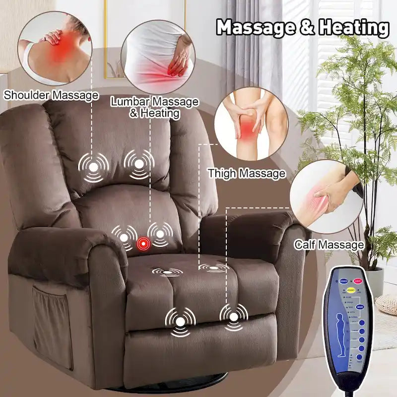 Swivel Rocker Recliners Rocking Swivel Recliner Chair With Massage And Heat With Side Pockets