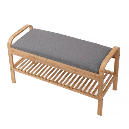 Proman Products Cambridge Bamboo Shoe Bench, Natural, 35.5 W x 13 D x 20 H