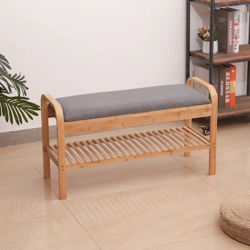 Proman Products Cambridge Bamboo Shoe Bench, Natural, 35.5 W x 13 D x 20 H