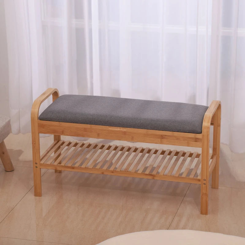 Proman Products Cambridge Bamboo Shoe Bench, Natural, 35.5 W x 13 D x 20 H