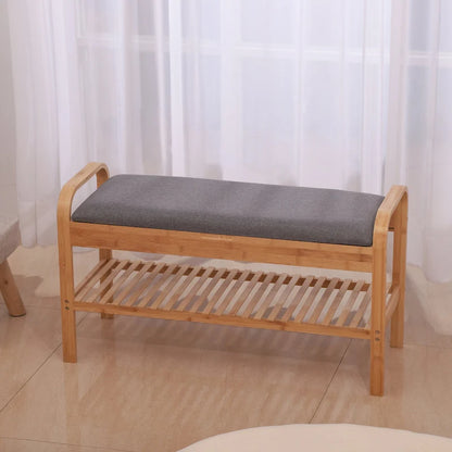 Proman Products Cambridge Bamboo Shoe Bench, Natural, 35.5 W x 13 D x 20 H