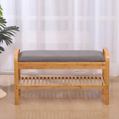 Proman Products Cambridge Bamboo Shoe Bench, Natural, 35.5 W x 13 D x 20 H