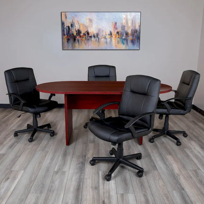 5 Piece Oval Conference Table Set with 4 LeatherSoft-Padded Task Chairs