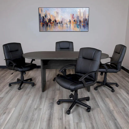 5 Piece Oval Conference Table Set with 4 LeatherSoft-Padded Task Chairs