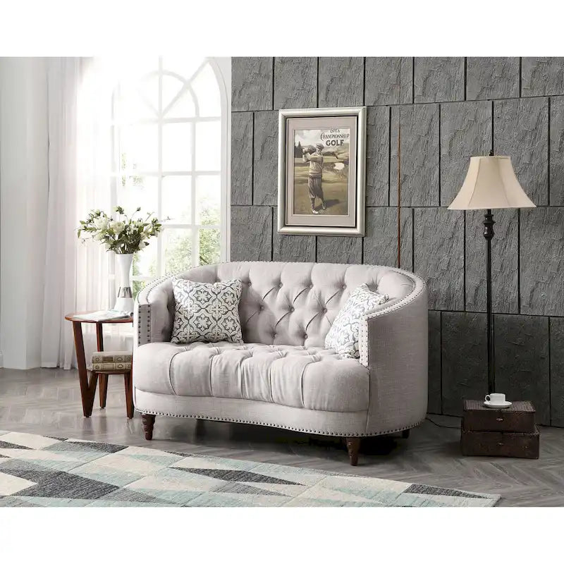 Charleston Tufted Fabric Loveseat