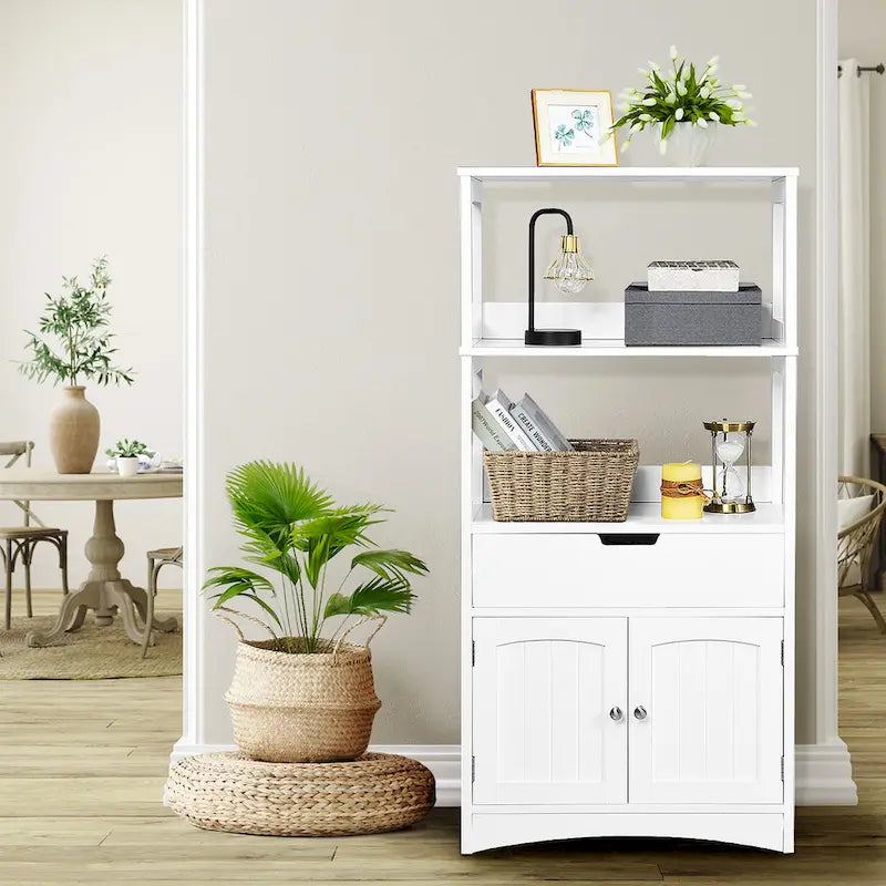 Bathroom Storage Cabinet with Drawer and 2 Open Shelves