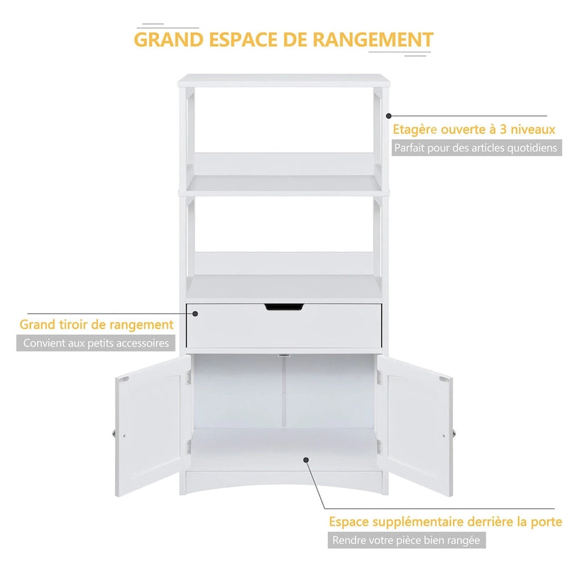 Bathroom Storage Cabinet with Drawer and 2 Open Shelves
