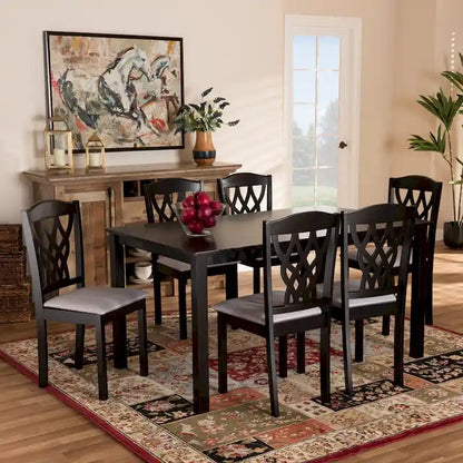 Salem Modern and Contemporary Wood 7-Piece Dining Set