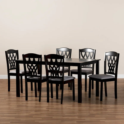 Salem Modern and Contemporary Wood 7-Piece Dining Set