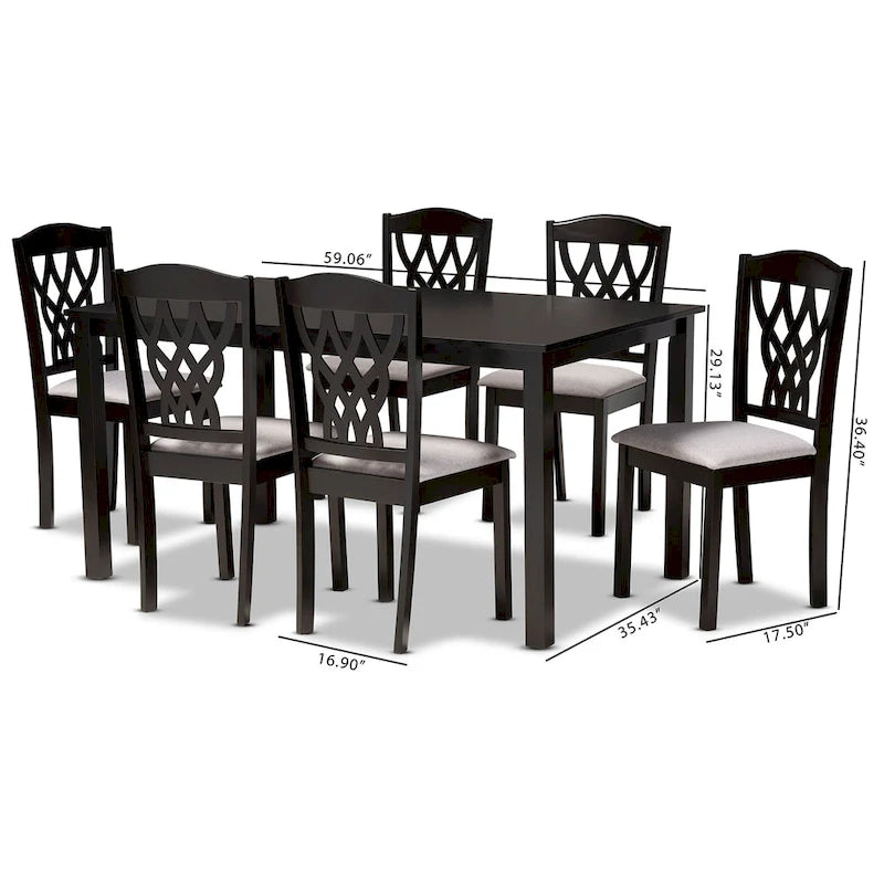 Salem Modern and Contemporary Wood 7-Piece Dining Set