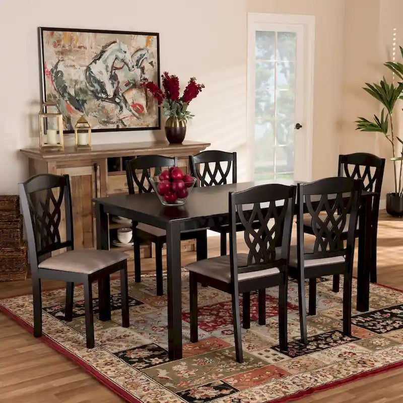 Salem Modern and Contemporary Wood 7-Piece Dining Set