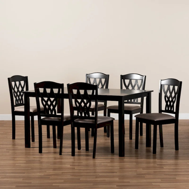Salem Modern and Contemporary Wood 7-Piece Dining Set