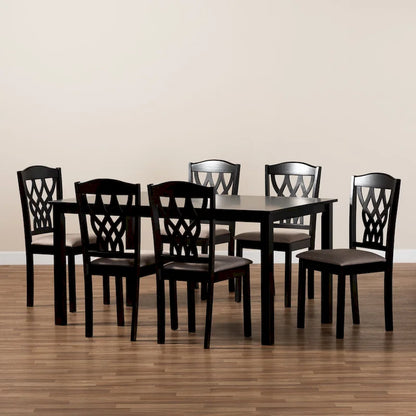 Salem Modern and Contemporary Wood 7-Piece Dining Set