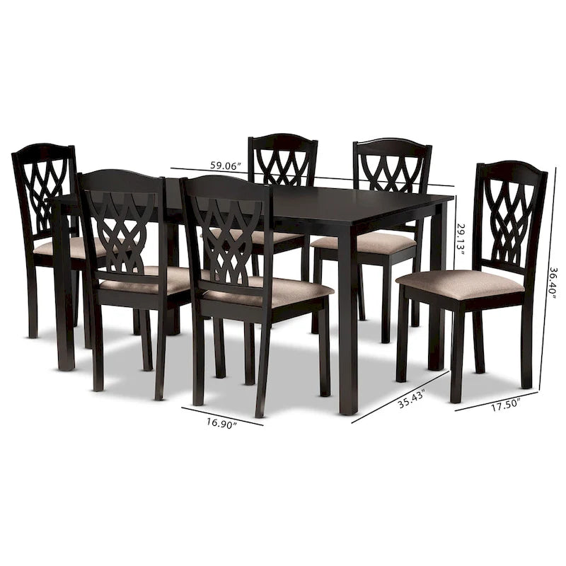 Salem Modern and Contemporary Wood 7-Piece Dining Set