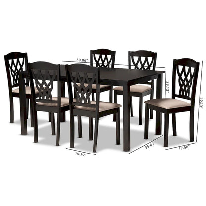 Salem Modern and Contemporary Wood 7-Piece Dining Set