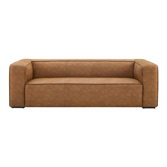 Aurora Modern Brown Blended Leather Sofa - 89.8W x 38.2D x 27.2H