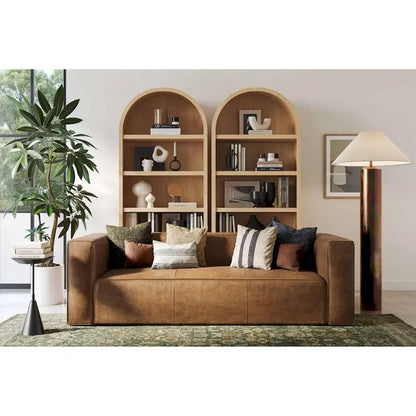 Aurora Modern Brown Blended Leather Sofa - 89.8W x 38.2D x 27.2H