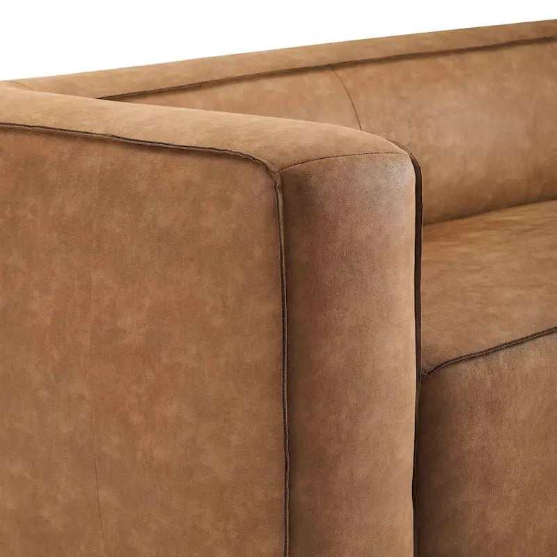 Aurora Modern Brown Blended Leather Sofa - 89.8W x 38.2D x 27.2H