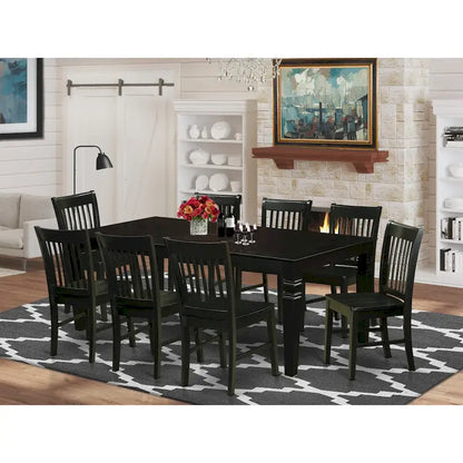 East West Furniture Kitchen Table Set- a Rectangle Dining Room Table and Dining Chairs, Black (Pieces Options)