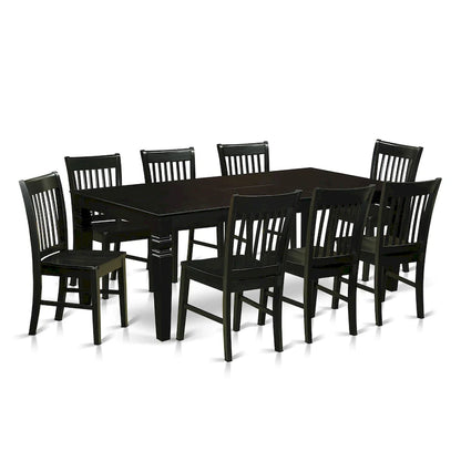 East West Furniture Kitchen Table Set- a Rectangle Dining Room Table and Dining Chairs, Black (Pieces Options)