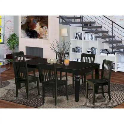 East West Furniture Kitchen Table Set- a Rectangle Dining Room Table and Dining Chairs, Black (Pieces Options)