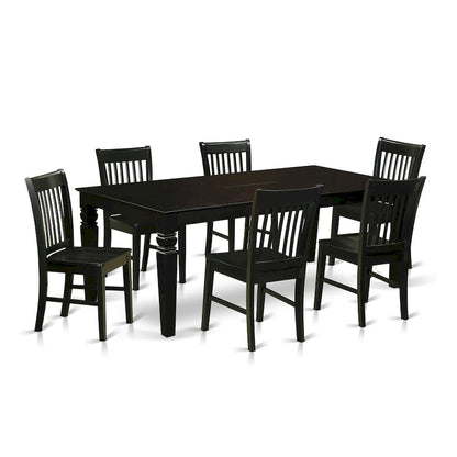 East West Furniture Kitchen Table Set- a Rectangle Dining Room Table and Dining Chairs, Black (Pieces Options)