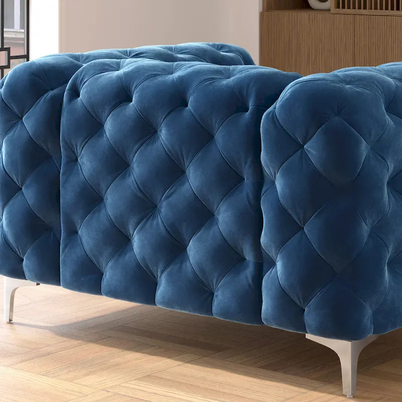 Corvus Aosta Tufted Velvet Loveseat and Sofa Living Room Chesterfield Set