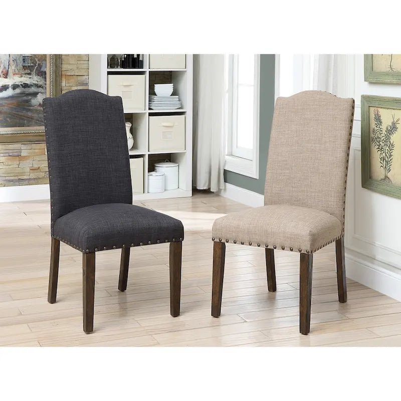 Furniture of America Kerg Rustic Flax Fabric Side Chairs (Set of 2)