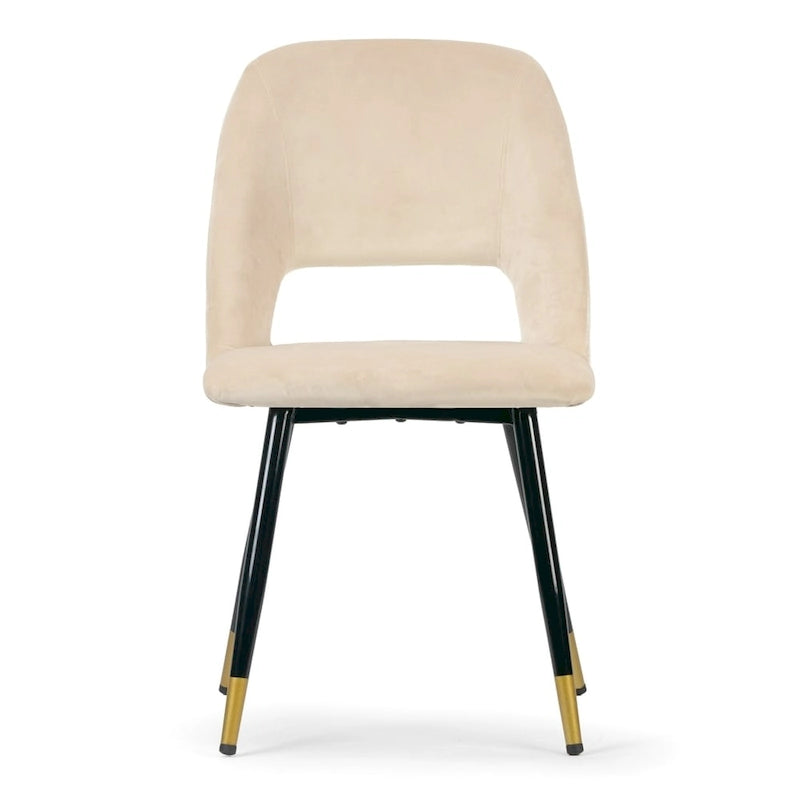 Set of 2 Ania Beige Velvet Dining Chair with Golden Accented Legs