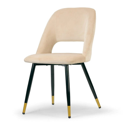 Set of 2 Ania Beige Velvet Dining Chair with Golden Accented Legs