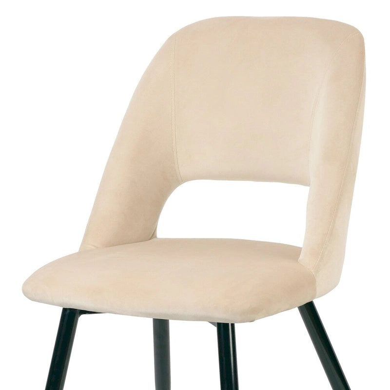 Set of 2 Ania Beige Velvet Dining Chair with Golden Accented Legs