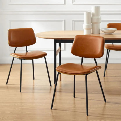 Art Leon Set of 2 Mid-century PU Leather Bentwood Dining Chairs