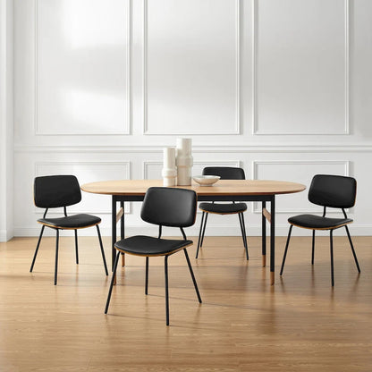 Art Leon Set of 2 Mid-century PU Leather Bentwood Dining Chairs