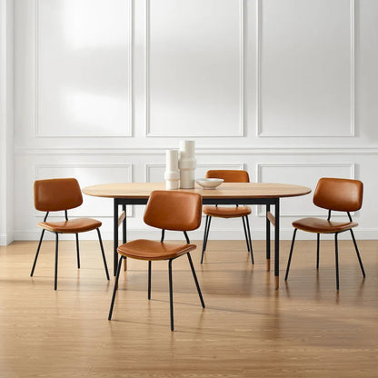 Art Leon Set of 2 Mid-century PU Leather Bentwood Dining Chairs