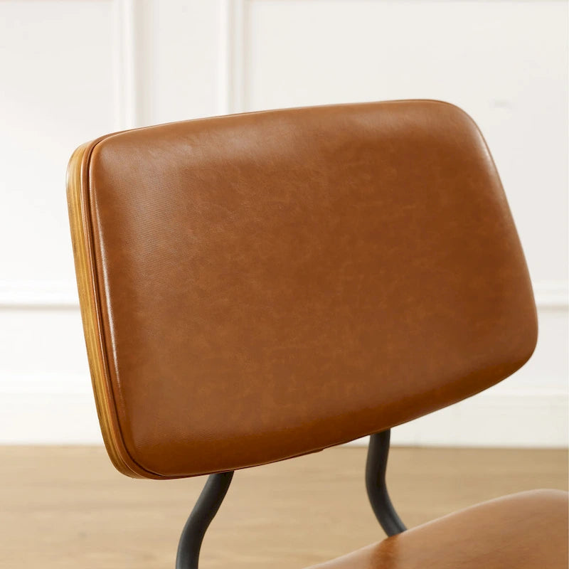 Art Leon Set of 2 Mid-century PU Leather Bentwood Dining Chairs