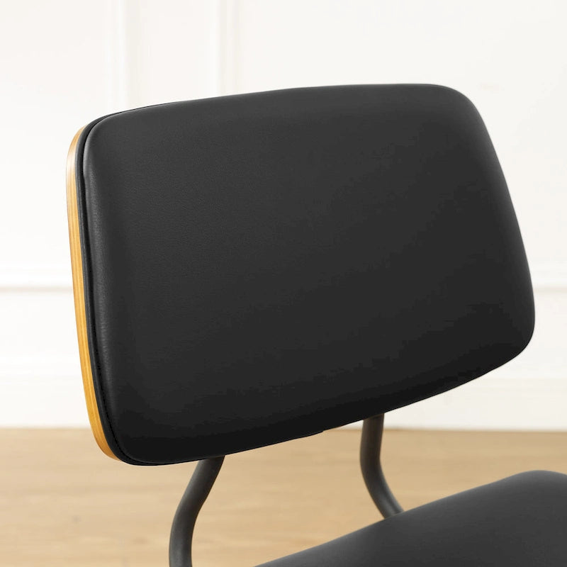 Art Leon Set of 2 Mid-century PU Leather Bentwood Dining Chairs