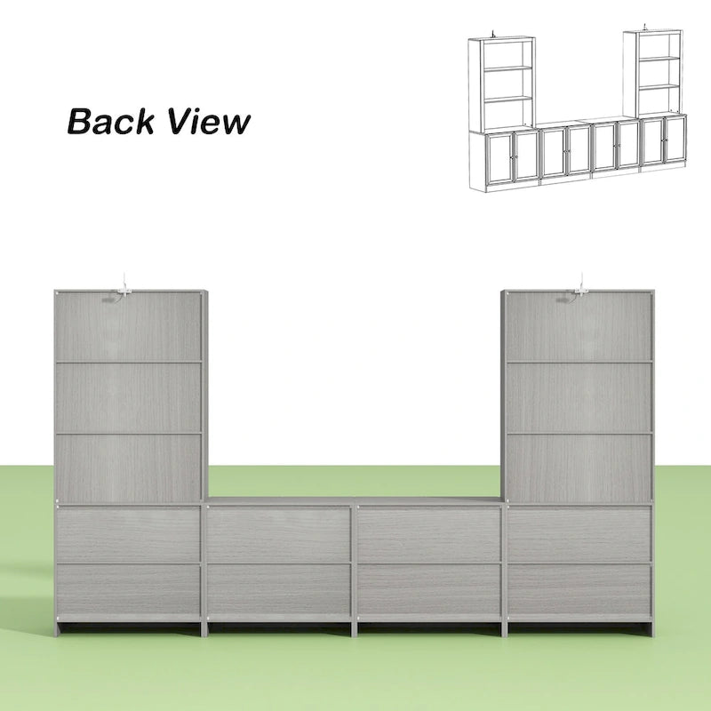 Media Console Glass Doors Modern Living Spaces Entertainment Center - 126x70.9