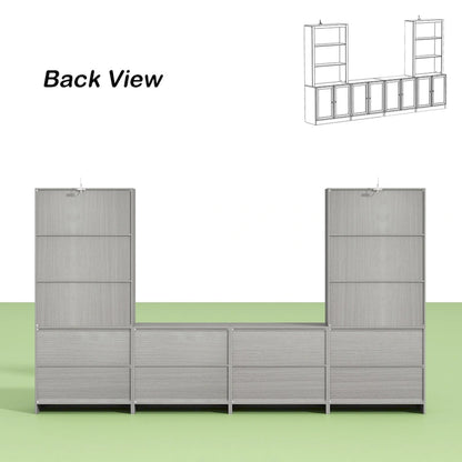 Media Console Glass Doors Modern Living Spaces Entertainment Center - 126x70.9