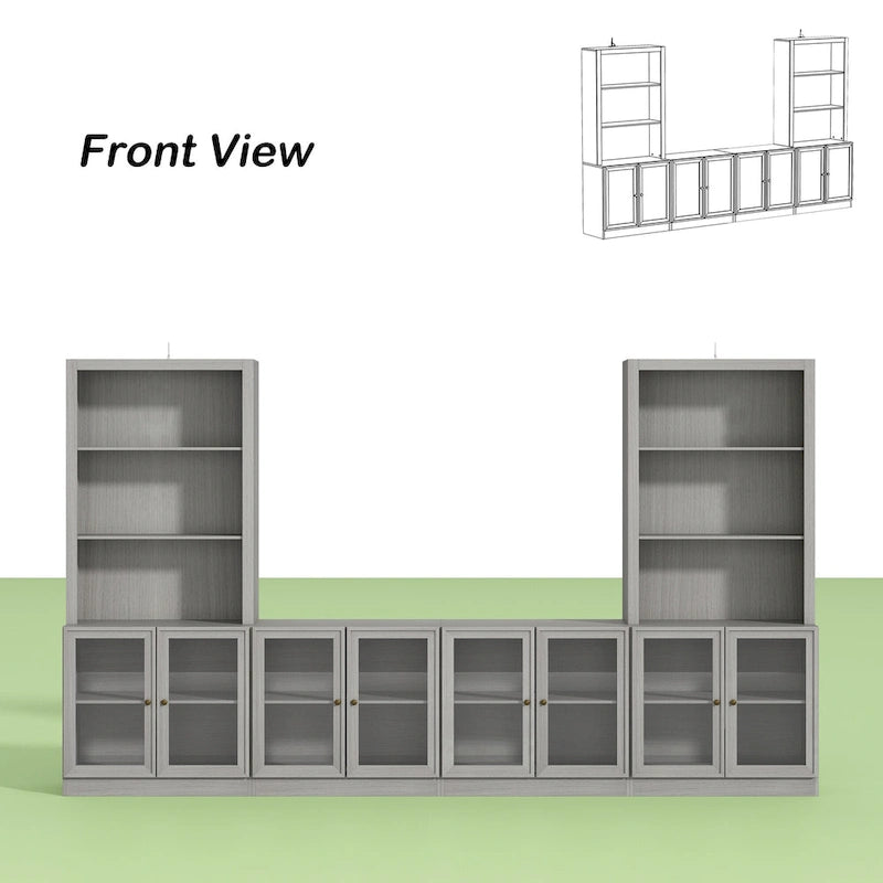 Media Console Glass Doors Modern Living Spaces Entertainment Center - 126x70.9