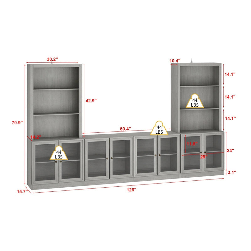 Media Console Glass Doors Modern Living Spaces Entertainment Center - 126x70.9