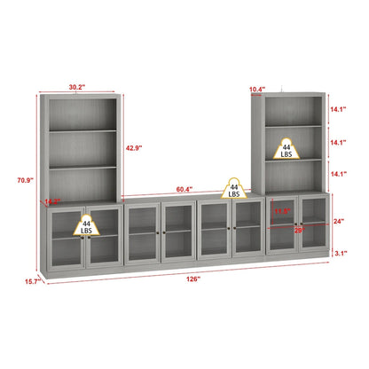 Media Console Glass Doors Modern Living Spaces Entertainment Center - 126x70.9