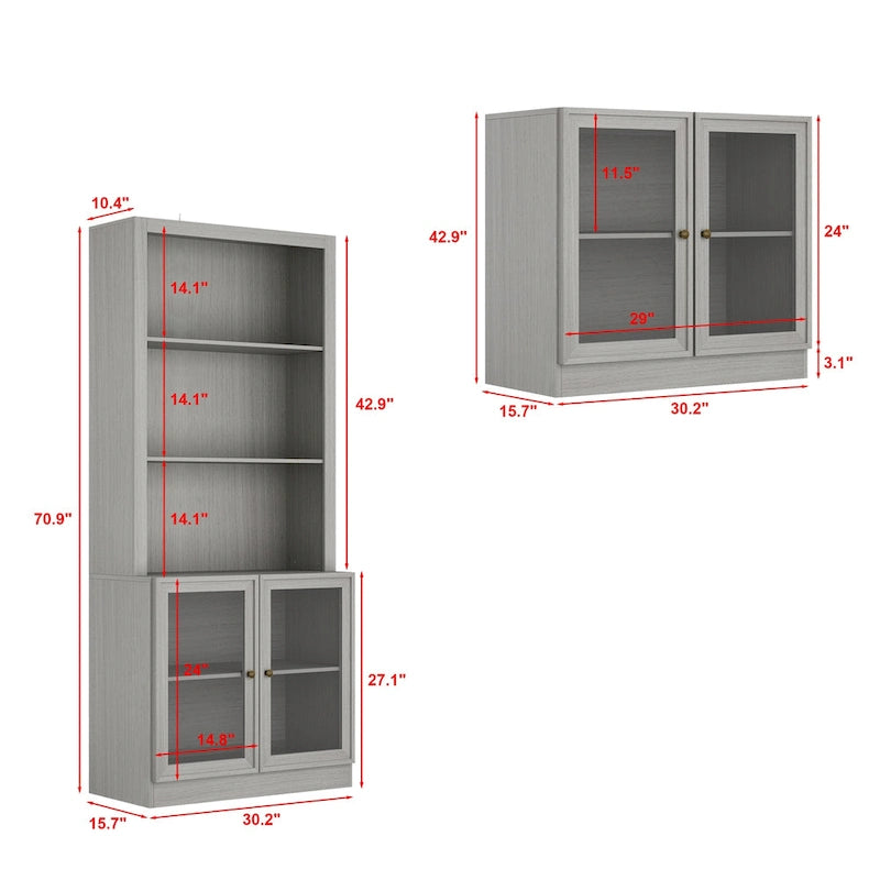 Media Console Glass Doors Modern Living Spaces Entertainment Center - 126x70.9