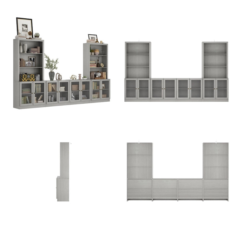 Media Console Glass Doors Modern Living Spaces Entertainment Center - 126x70.9