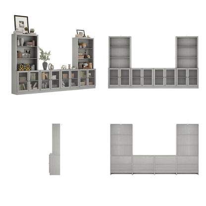 Media Console Glass Doors Modern Living Spaces Entertainment Center - 126x70.9