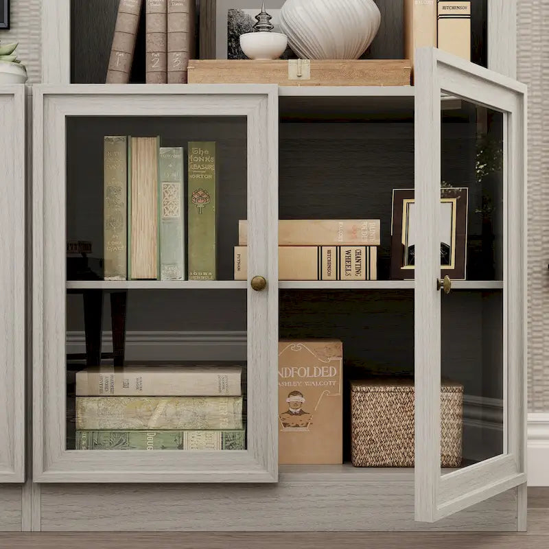 Media Console Glass Doors Modern Living Spaces Entertainment Center - 126x70.9