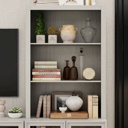 Media Console Glass Doors Modern Living Spaces Entertainment Center - 126x70.9