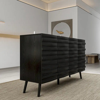 Modern Black Buffet Cabinet with Ample Storage Space Lacquer Sideboard